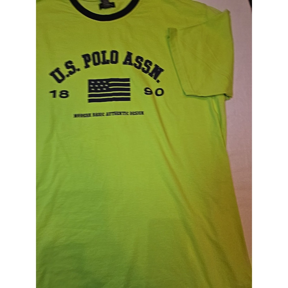 US Polo Assn. T-Shirt Mens Neon‎ Green 2XL Brand New with Tags 100% Cotton NWT - Picture 5 of 12